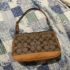 Coach Signature Brown and Tan Shoulder Bag